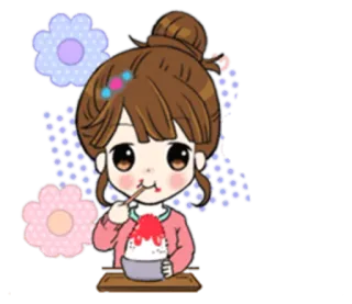 🍧 Hoạt hình, Dễ thương, Cô gái, Đá bào, Món tráng miệng, Kawaii telegram sticker