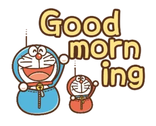 🔵 Doraemon Good morning Doraemon, Buongiorno, Cartoni animati, Saluto, Anime whatsapp sticker