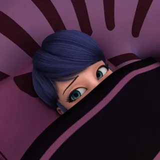 🐞 Marinette Dupain-Cheng Miraculous: Tales of Ladybug & Cat Noir Cartoon, Mädchen, Bett, Schüchtern, Anime telegram sticker