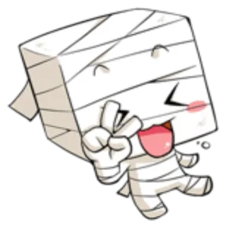 ✌️ mummy, bandage, cartoon, cute, character, peace sign telegram sticker