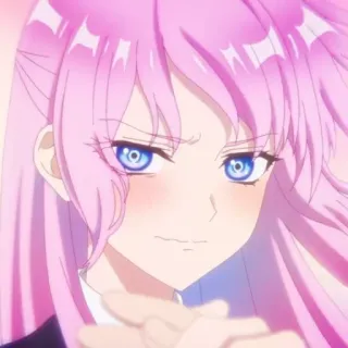☁️ anime, gadis, rambut merah muda, mata biru, kartun, manga whatsapp sticker