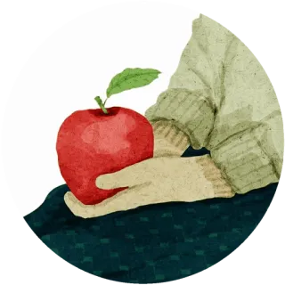 🌸 яблоко, рука, еда, фрукт, красный, зеленый telegram sticker