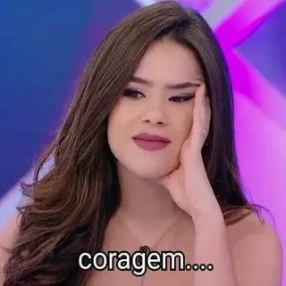 😈 coragem.... mulher, entediada, cansada, morena, expressão, emoção telegram sticker