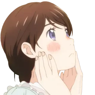 😕 cô gái anime, dễ thương, chân dung, hoạt hình, mỉm cười telegram sticker