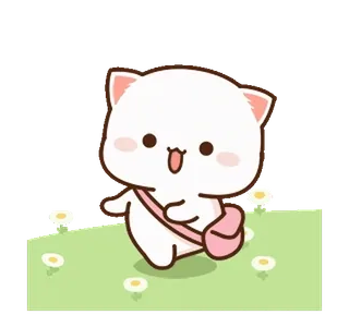 🏃‍♀ chat, mignon, kawaii, joyeux, animal, dessin animé telegram sticker