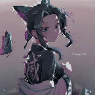 😊 滅 Anime, Borboleta, Garota, Japonês, Demon Slayer, Shinobu Kocho telegram sticker