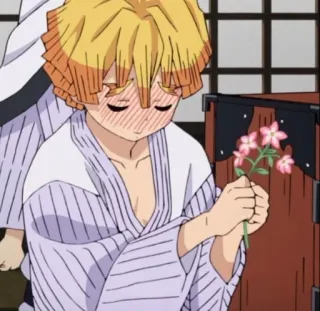 💛 Zenitsu Agatsuma Demon Slayer Anime, Manga, Zenitsu Agatsuma, Demon Slayer, Fiori telegram sticker
