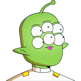 😋 Alien, Cartoon, Weltraum, Grün, Sechs Augen telegram sticker