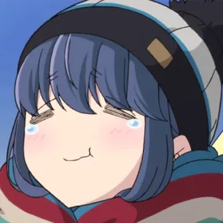 😍 Rin Shima Laid-Back Camp Anime, Desenho animado, Fofo, Inverno, Chapéu, Menina telegram sticker