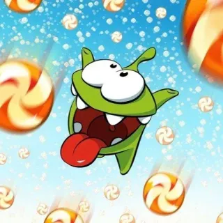 🍭 Om Nom Cut the Rope jeu, monstre, bonbon, dessin animé, mignon, vert, friandises whatsapp sticker