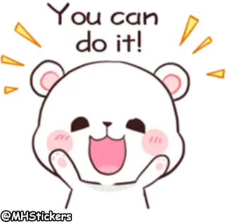 ✊ You can do it! motivación, oso, lindo, ánimo, positivo whatsapp sticker