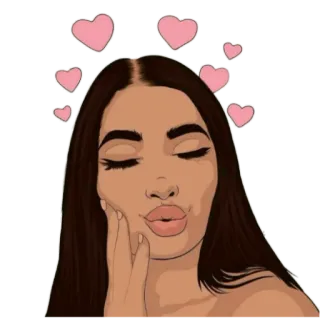 🥰 wanita, kartun, hati, cinta, ciuman, kecantikan, gadis whatsapp sticker