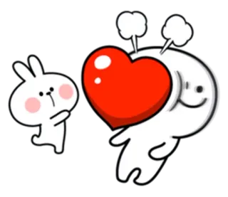 😵 conejo, corazón, amor, lindo, amistad, dibujos animados, personaje whatsapp sticker