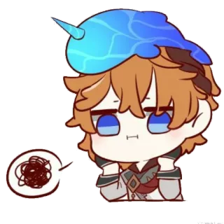 😒 Tartaglia Genshin Impact Anime, Chibi, Mignon, Jeu vidéo, Sticker, Fanart whatsapp sticker