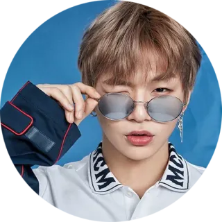😉 orang, kacamata hitam, pria, potret, mengedipkan mata, K-pop whatsapp sticker