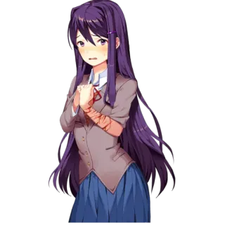 🍽 Yuri Doki Doki Literature Club! anime, scars, purple hair, sad, literature club, yuri telegram sticker
