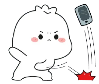 📱 Cartoon, wütend, niedlich, Aufkleber, weiß, animiert, digitale Kunst telegram sticker