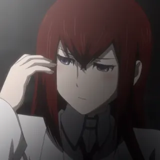 ⚙️ Kurisu Makise Steins;Gate Anime, Ruiva, Ciência, Jaleco, Sério, Cientista whatsapp sticker