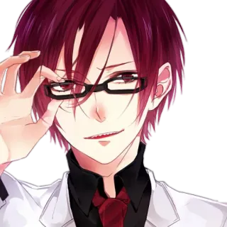 🤓 Anime, Cabelo ruivo, Óculos, Terno, Desenho animado, Desenho whatsapp sticker