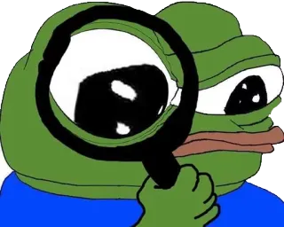 🔎 Pepe the Frog Pepe, rana, meme, lupa, meme de internet telegram sticker