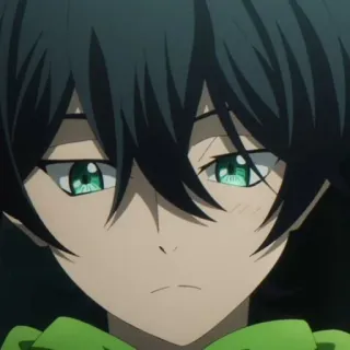 🕸 anime, portrait, character, green eyes, black hair, close-up telegram sticker