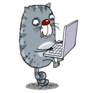 💻 고양이, 컴퓨터, 노트북, 만화, 동물, 웃긴 telegram sticker