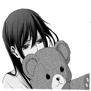 🐻 Animé, Fille, Ours en peluche, Triste, Manga, Émotionnel whatsapp sticker