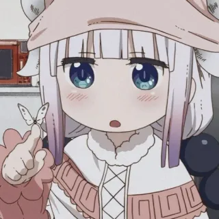 🍬 Kanna Kamui Miss Kobayashi's Dragon Maid 애니메이션, 칸나, 드래곤, 카와이, 귀여운, 나비, 만화 whatsapp sticker