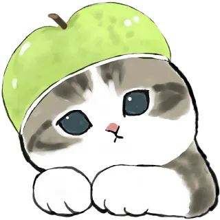 🍏 猫, 小猫, 动物, 宠物, 苹果, 可爱, 贴纸 telegram sticker