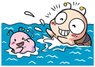 🏊‍♂️ Cartoon, Schwimmen, Wasser, Süß, Figuren telegram sticker