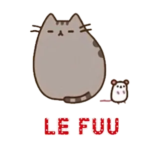😐 LE FUU кот, мышь, мультфильм, текст whatsapp sticker