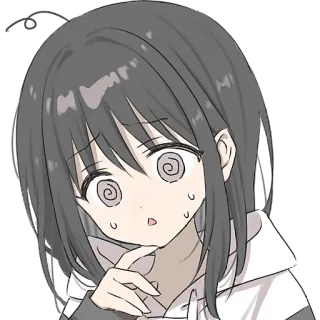 😵‍💫 animé, fille, confuse, yeux spirale, manga, émotionnel telegram sticker
