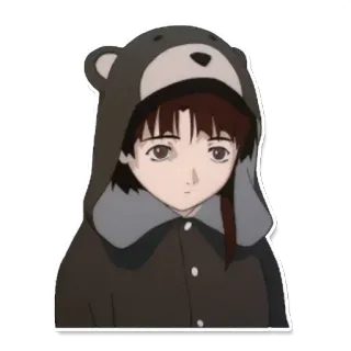 😑 Iwakura Lain Serial Experiments Lain anime, cartoon, bear, hoodie, lain, serial experiments lain, character telegram sticker