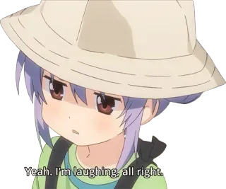 😕 Yeah. I'm laughing, all right. Anime, Mädchen, lachend whatsapp sticker