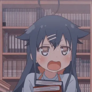 💛 anime, carino, kawaii, biblioteca, libri, cartone animato, personaggio telegram sticker
