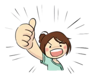 👍 Dessin animé, Pouce levé, Approbation, Positif, Femme, Geste whatsapp sticker