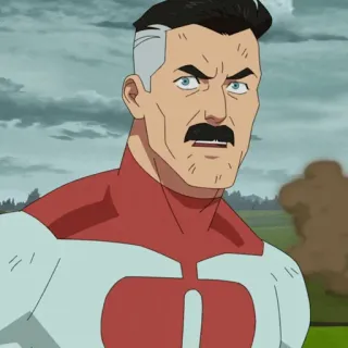 🌐 Omni-Man Invincible Superheld, Cartoon, Böse, Bösewicht, Schnurrbart telegram sticker