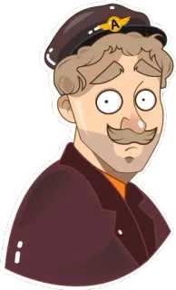 😟 pilot, cartoon, man, aviation, vintage telegram sticker