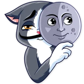 🌚 Katze, Mond, Maske, Cartoon, Tier, Figur telegram sticker