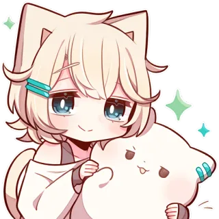 🤗 anime, cat girl, kawaii, chibi, cute, cartoon telegram sticker