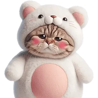 😞 kat, schattig, dier, beer, kostuum, kawaii telegram sticker