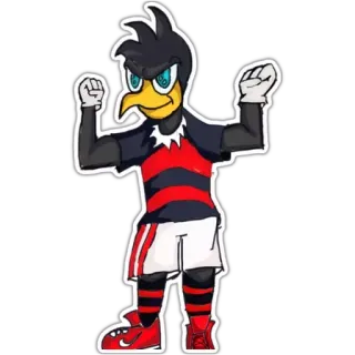 💪 cartoon, bird, mascot, athlete, red and black, character telegram sticker