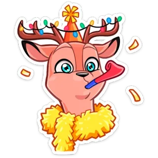 🥳 rusa, pesta, perayaan, binatang, meriah, dekorasi, liburan telegram sticker