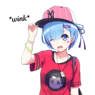 😉 Rem wink anime, girl, wink, cartoon, cute whatsapp sticker