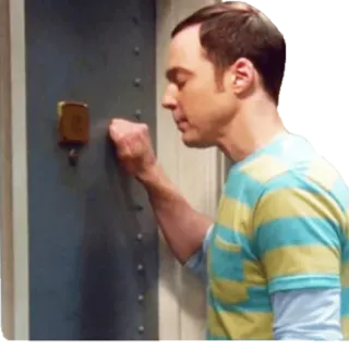 🚪 Sheldon Cooper The Big Bang Theory klopfen, tür, sheldon, the big bang theory, sitcom, fernsehserie telegram sticker