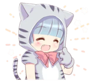 😊 Anime, Kawaii, Kot, Słodki, Postać, Ilustracja telegram sticker
