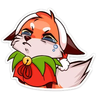 😭 renard, pleurer, triste, dessin animé, noël, elfe telegram sticker