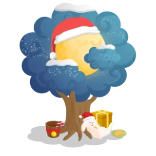 🌝 christmas, gift, bunny, moon, tree, santa hat telegram sticker