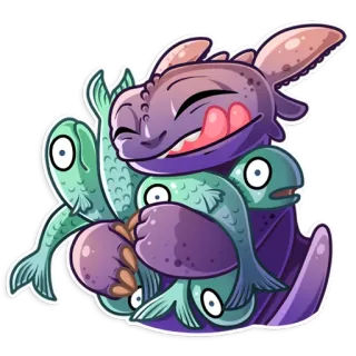 🤤 rồng, cá, dễ thương, hoạt hình, động vật telegram sticker