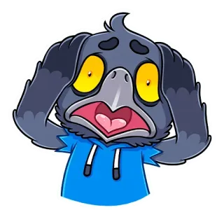 😱 Cartoon, Vogel, verängstigt, schockiert, Panik, Emoji, Avatar telegram sticker